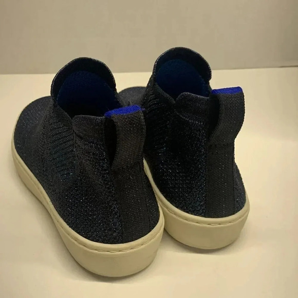 Rothys Chelsea Sneaker Shoes High Top Metallic Lattice Stitch Blue Size 5.5 - Picture 5 of 14